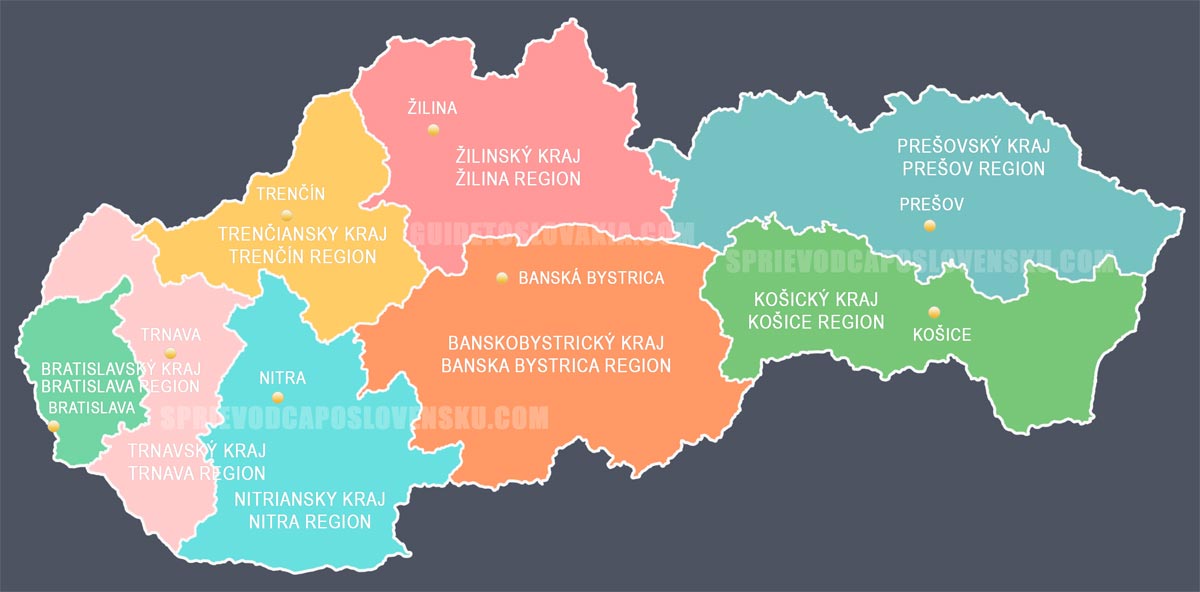 Počet obyvateľov - kraje - Slovensko